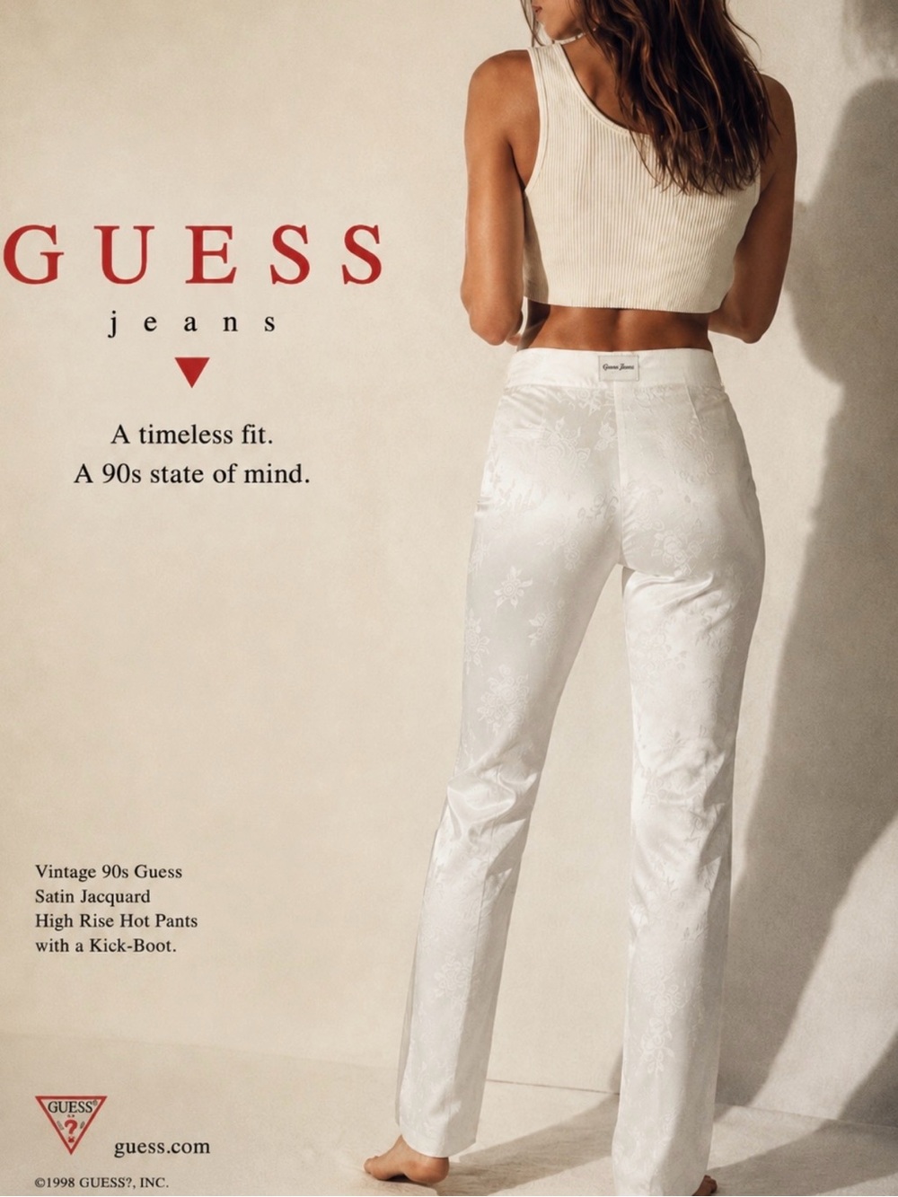 NEW Vintage Guess Jaquard High Waist Hot Pants White‎